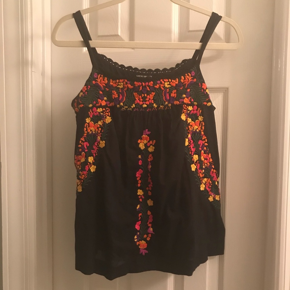 Lucky Brand Blouse with Floral Embroidery